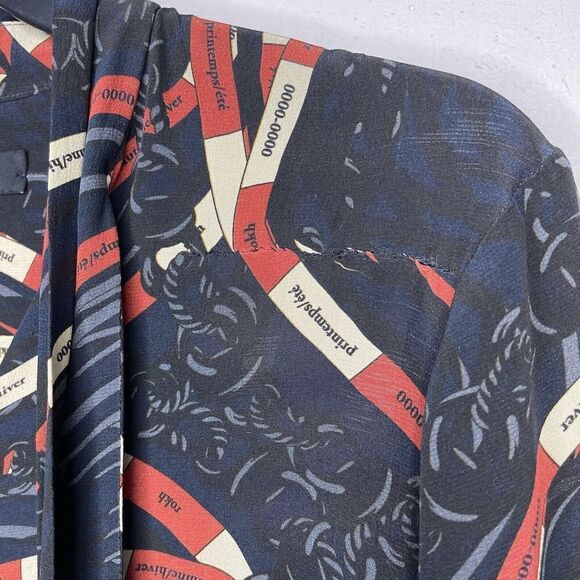 ROKH Shirt Dress Womens 40 US 2-4 Scarf Frill Silk Button Front Long Sleeve Midi - Picture 14 of 14